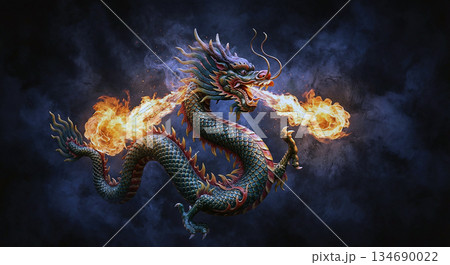Mythical Dragon with Glowing Light Mythical Dragon with Glowing Light 134690022