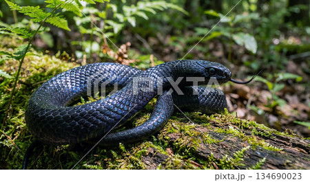 Black Snake in Forest Grass Black Snake in Forest Grass 134690023