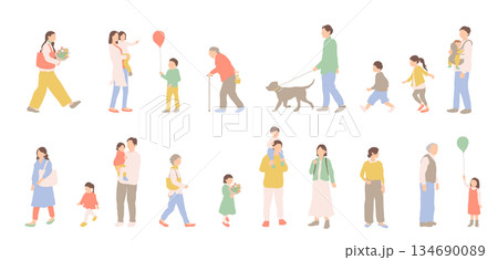 春の暮らしを感じる人々	 134690089