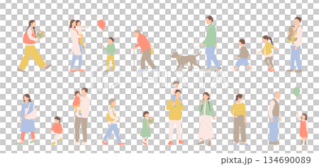 春の暮らしを感じる人々	 134690089