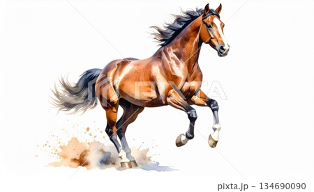 リアルな馬のイラスト素材（白背景） 134690090