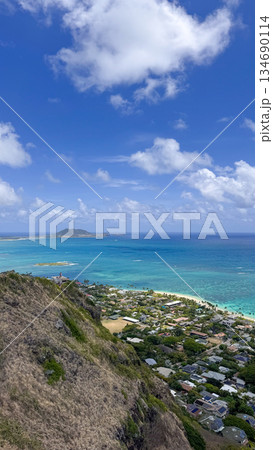 ハワイ ラニカイビーチ 白い砂浜と透明な海 青空 ヤシの木 南国 風景 ハワイ ラニカイビーチ 白い砂浜と透明な海 青空 ヤシの木 南国 風景 134690114