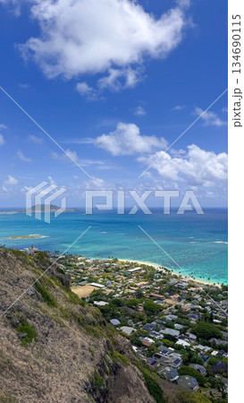 ハワイ ラニカイビーチ 白い砂浜と透明な海 青空 ヤシの木 南国 風景 ハワイ ラニカイビーチ 白い砂浜と透明な海 青空 ヤシの木 南国 風景 134690115
