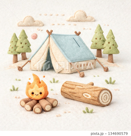 可愛いキャンプのイラスト 134690579