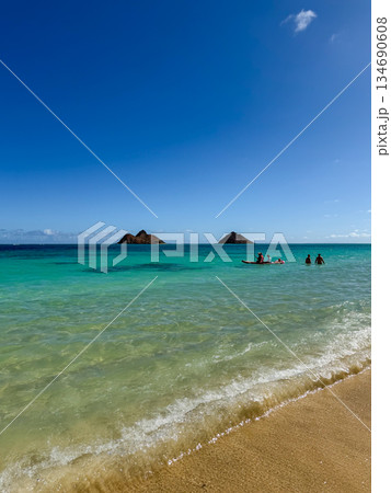ハワイ ラニカイビーチ 白い砂浜と透明な海 青空  南国 風景 134690608