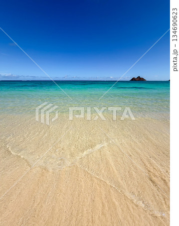 ハワイ ラニカイビーチ 白い砂浜と透明な海 青空 南国 風景 ハワイ ラニカイビーチ 白い砂浜と透明な海 青空 南国 風景 134690623