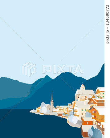 ハルシュタット　hallstatt　ザルツカンマ―グート　オーストリア　冬風景 134690772