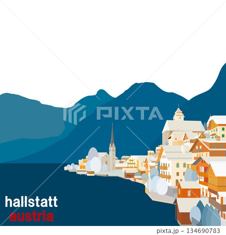ハルシュタット　hallstatt　ザルツカンマ―グート　オーストリア　冬風景 134690783
