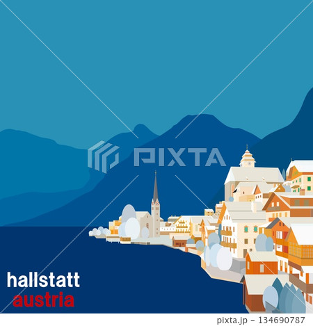 ハルシュタット　hallstatt　ザルツカンマ―グート　オーストリア　冬風景 134690787