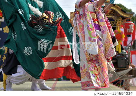 播州姫路の秋祭り　英賀神社の獅子舞　 134694034