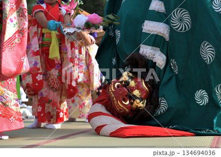 播州姫路の秋祭り　英賀神社の獅子舞　 134694036