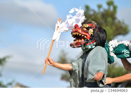 播州姫路の秋祭り　英賀神社の獅子舞　幣の舞 134694063