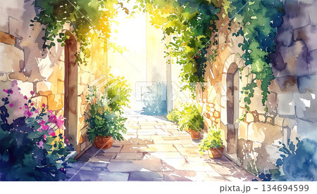 路地の先に差し込む光 路地の先に差し込む光 134694599