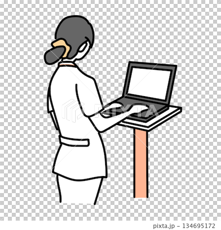 イラスト素材: 看護師がノートパソコンで電子カルテを入力する後ろ姿イラスト イラスト素材: 看護師がノートパソコンで電子カルテを入力する後ろ姿イラスト 134695172