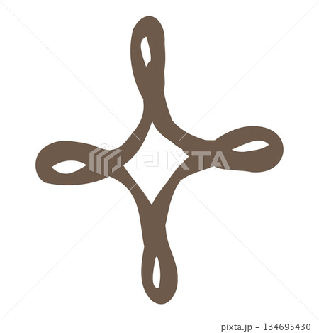 手描き風 茶色の抽象あしらいシェイプイラスト素材 手描き風 茶色の抽象あしらいシェイプイラスト素材 134695430