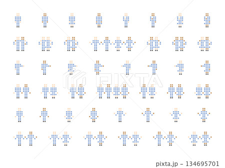 ビジネスで使えるドット風イラストセット ビジネスで使えるドット風イラストセット 134695701