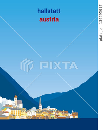 ハルシュタット　hallstatt　ザルツカンマ―グート　オーストリア　冬風景 134695917