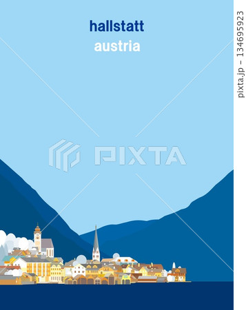 ハルシュタット　hallstatt　ザルツカンマ―グート　オーストリア　冬風景 134695923