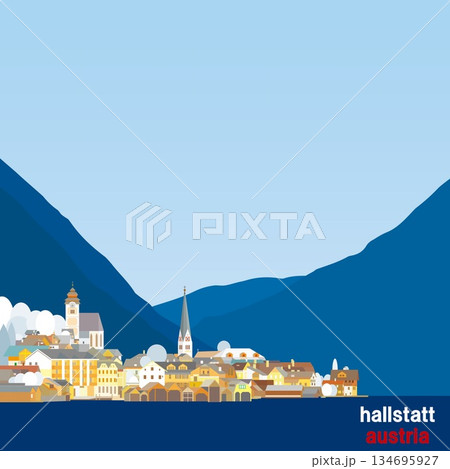 ハルシュタット　hallstatt　ザルツカンマ―グート　オーストリア　冬風景 134695927