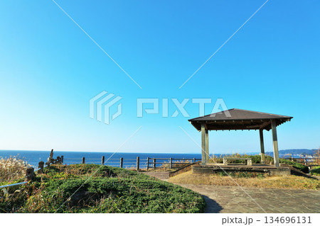 千葉県 勝浦 八幡岬公園からの冬の海 千葉県 勝浦 八幡岬公園からの冬の海 134696131