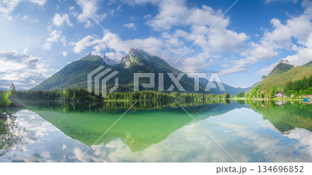View of Hintersee lake in Berchtesgaden National Park Bavarian Alps, Germany 134696852