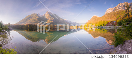 View of Hintersee lake in Berchtesgaden National Park Bavarian Alps, Germany 134696858