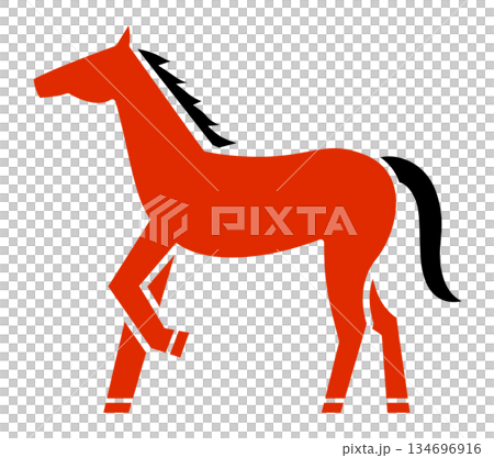 Simple illustration of a horse, Horse, Year of the Horse, New Year's card, 2026, white background, animal, horizontal Simple illustration of a horse, Horse, Year of the Horse, New Year's card, 2026, white background, animal, horizontal 134696916