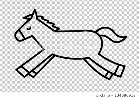 Simple illustration of a horse, Horse, Year of the Horse, New Year's card, 2026, white background, animal, horizontal 134696918
