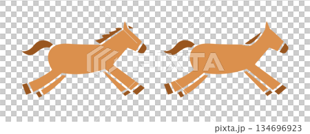 Simple illustration of a horse, Horse, Year of the Horse, New Year's card, 2026, white background, animal, horizontal Simple illustration of a horse, Horse, Year of the Horse, New Year's card, 2026, white background, animal, horizontal 134696923