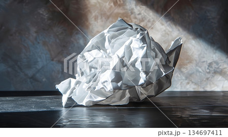 丸めた白い紙のテクスチャ 134697411