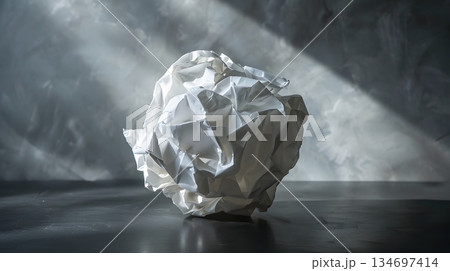 丸めた白い紙のテクスチャ 134697414