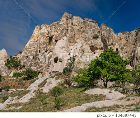 Ancient rock-cut churches of Goreme Open-Air Museum, Cappadocia, Turkey, a UNESCO World Heritage site 134697445