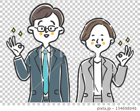 OKサインをするビジネスパーソン　上半身　ベクター 134698048