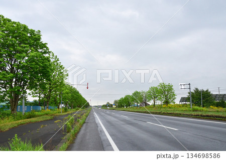直線道路日本一の国道12号の風景 134698586