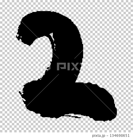 筆タッチの数字の2の手描きイラスト 134698651