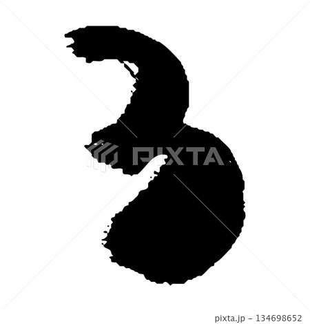 筆タッチの数字の3の手描きイラスト 134698652