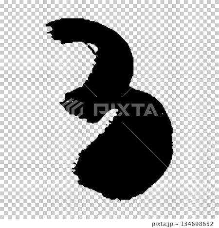 筆タッチの数字の3の手描きイラスト 134698652