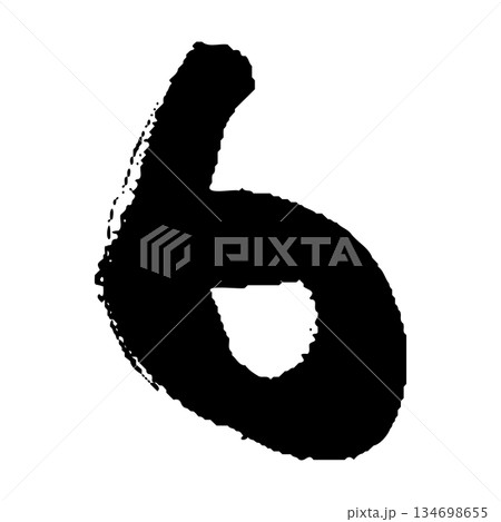 筆タッチの数字の6の手描きイラスト 134698655