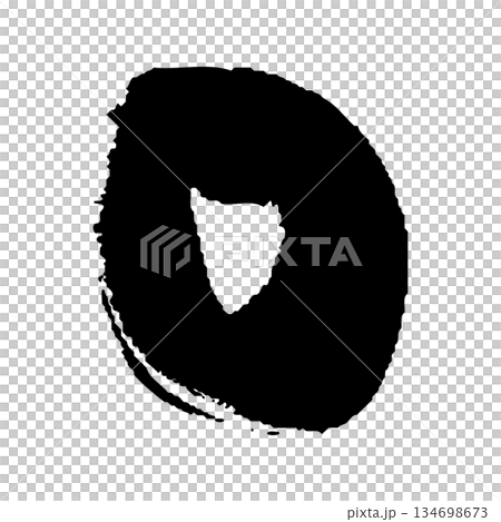 Hand-drawn illustration of the alphabet O with a brush stroke 134698673