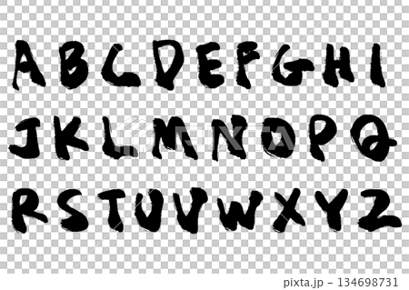 筆タッチの手描きのアルファベットのイラスト 134698731