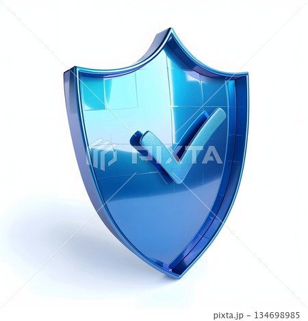 青い光沢のセキュリティシールドアイコン 134698985