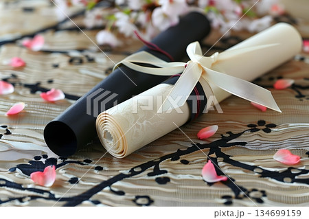 卒業証書と黒い筒 卒業証書と黒い筒 134699159