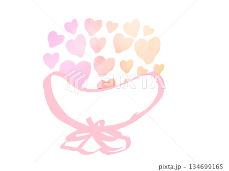 パステルカラーのハートがたくさん集まったブーケのイラスト パステルカラーのハートがたくさん集まったブーケのイラスト 134699165