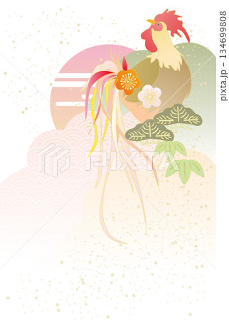 日の出の尾長鶏 134699808