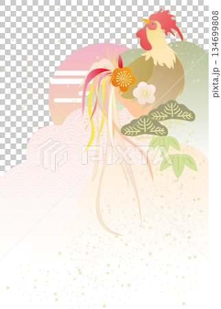 日の出の尾長鶏 134699808