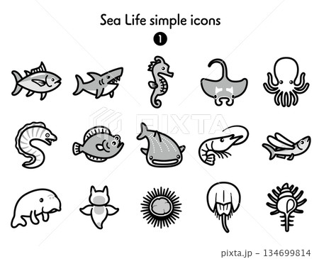 シンプルアイコン 海の生き物1 シンプルアイコン 海の生き物1 134699814