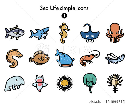 シンプルアイコン 海の生き物1 134699815
