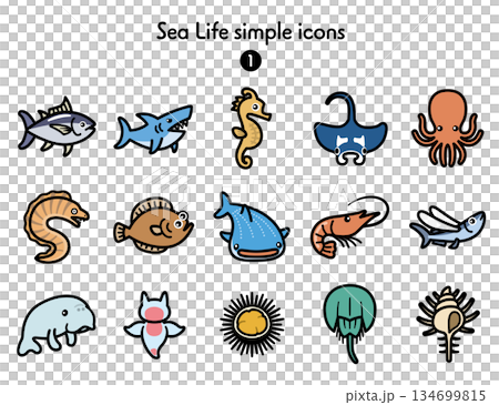 Simple icon sea creatures 1 134699815