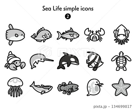 シンプルアイコン 海の生き物2 134699817
