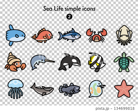 簡單圖示海洋生物 2 簡單圖示海洋生物 2 134699818